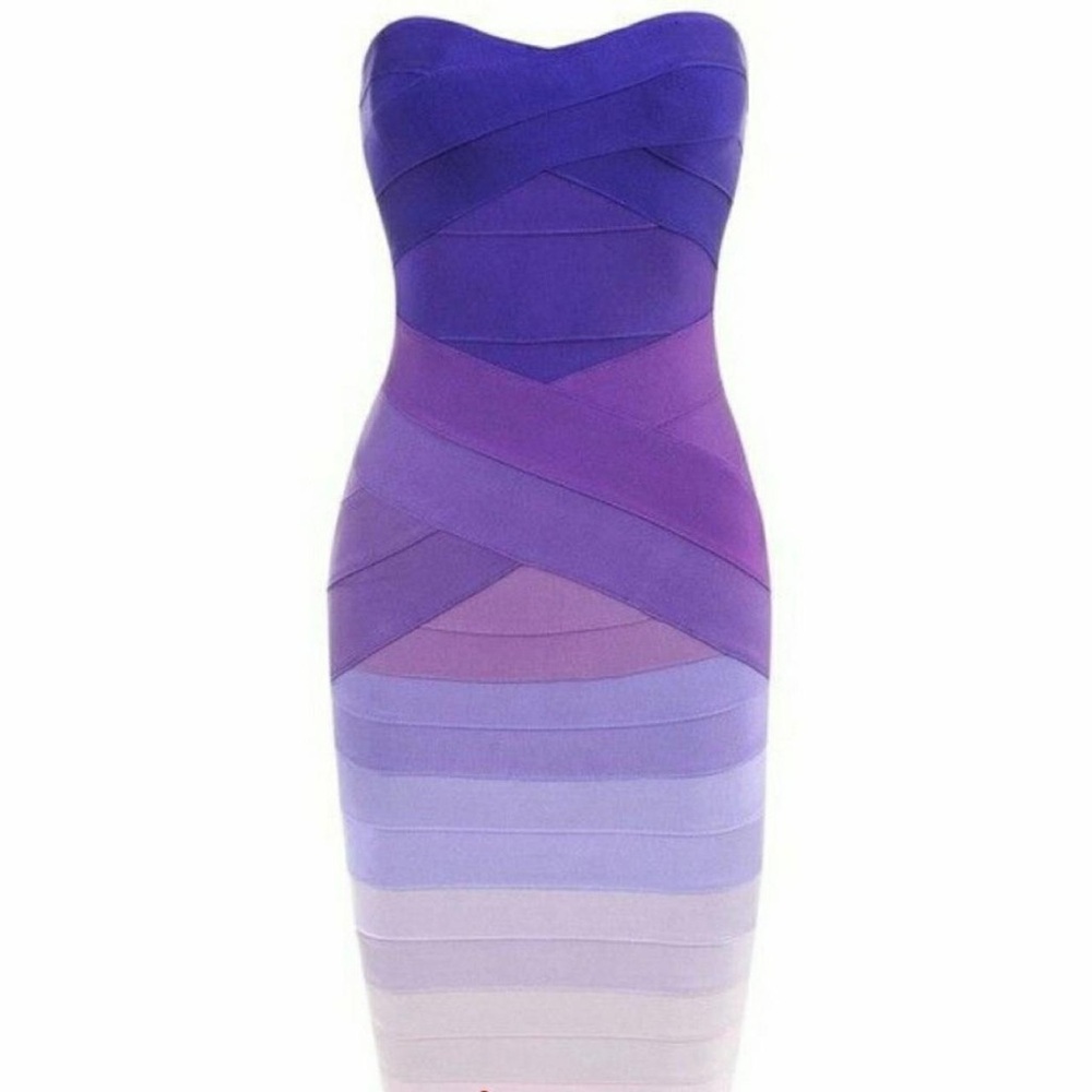 House of CB - purple ombre strapless mini bandage dress, size L. Worn once.